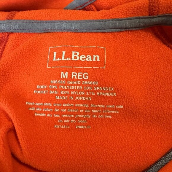 LL BEAN Mens Mountain Fleece Half Zip Orange Outdoors Sz M Regular Pullover - Picture 12 of 16